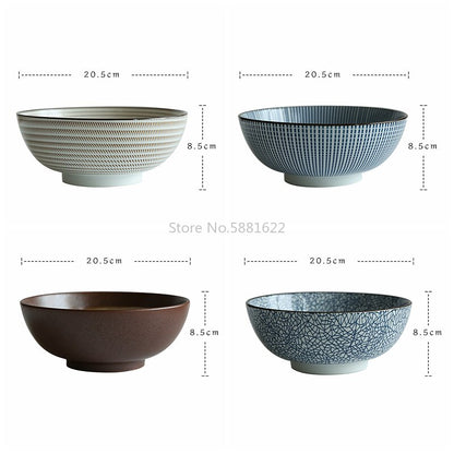 Stripe Design Ceramic Ramen Bowl