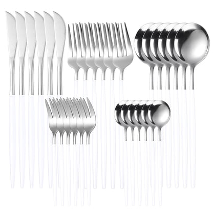 30pcs  Stainless Steel Dinnerware Set