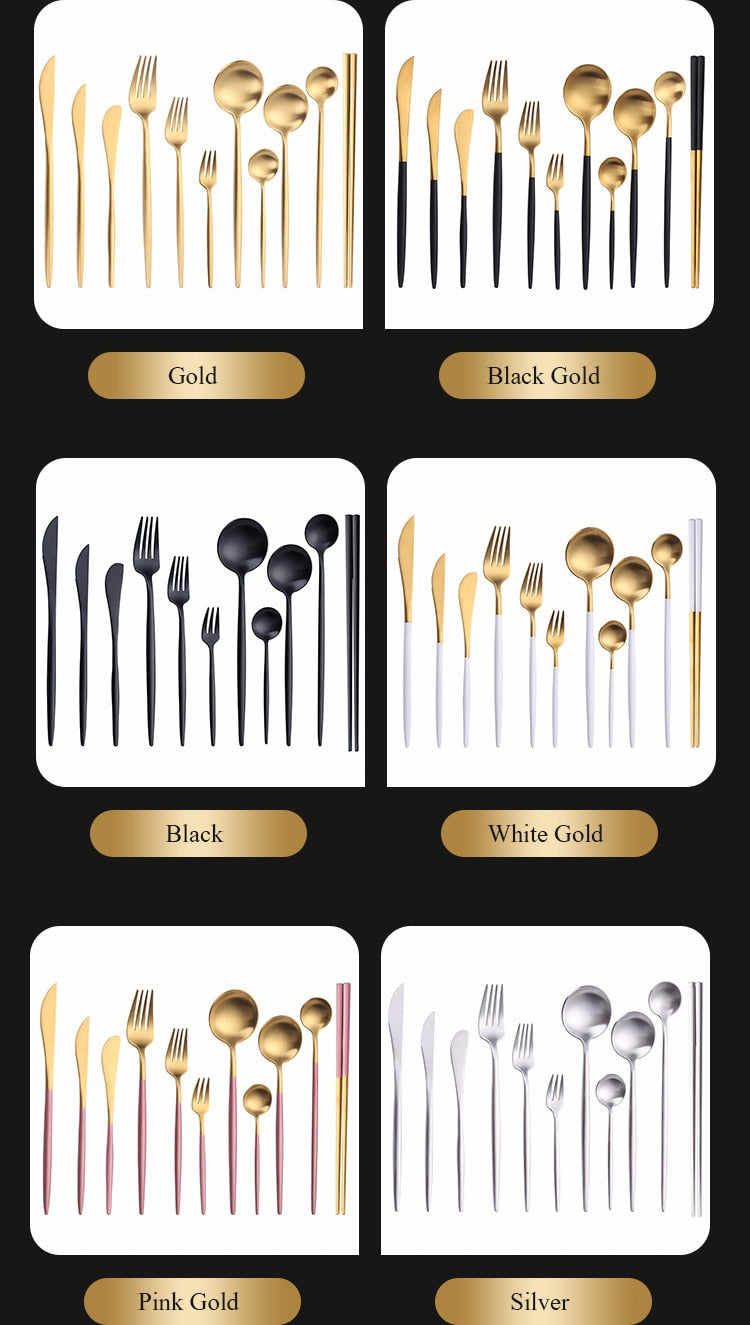 Stainless Steel Gold Cutlery Set