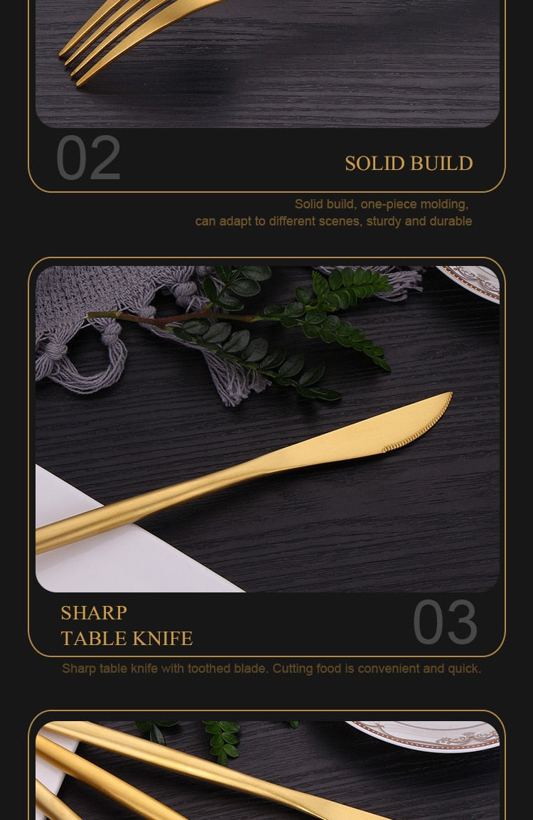 Stainless Steel Gold Cutlery Set