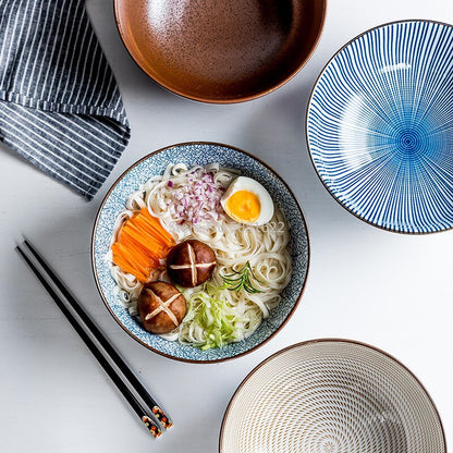 Stripe Design Ceramic Ramen Bowl