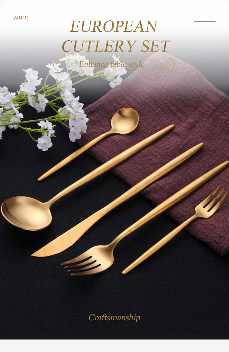 Stainless Steel Gold Cutlery Set