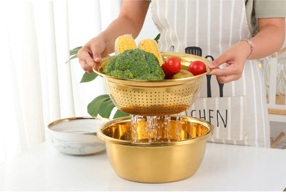 3 Pcs/Set Stainless Steel Vegetable Slicer with Drain Basket