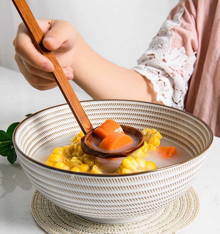 Stripe Design Ceramic Ramen Bowl