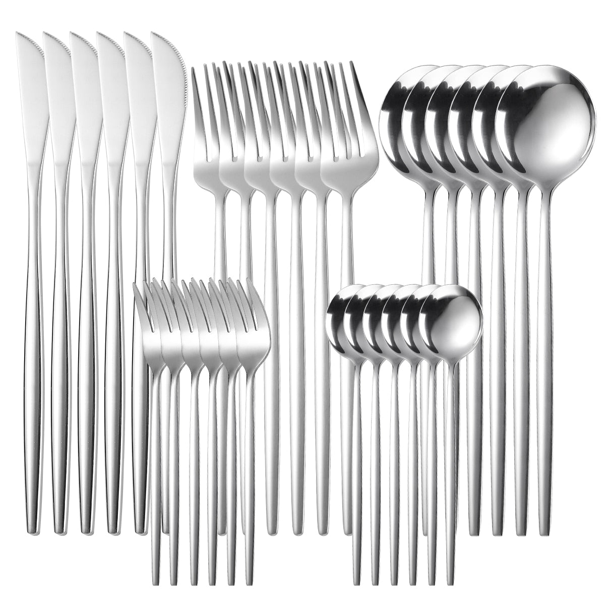 30pcs  Stainless Steel Dinnerware Set