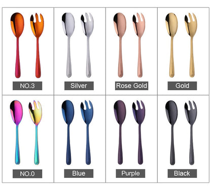 Stainless Steel Big Salad Spoon Fork Set