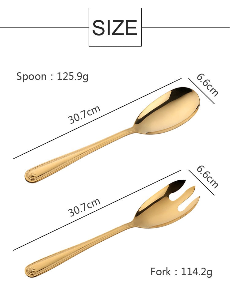 Stainless Steel Big Salad Spoon Fork Set