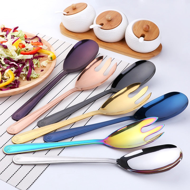 Stainless Steel Big Salad Spoon Fork Set