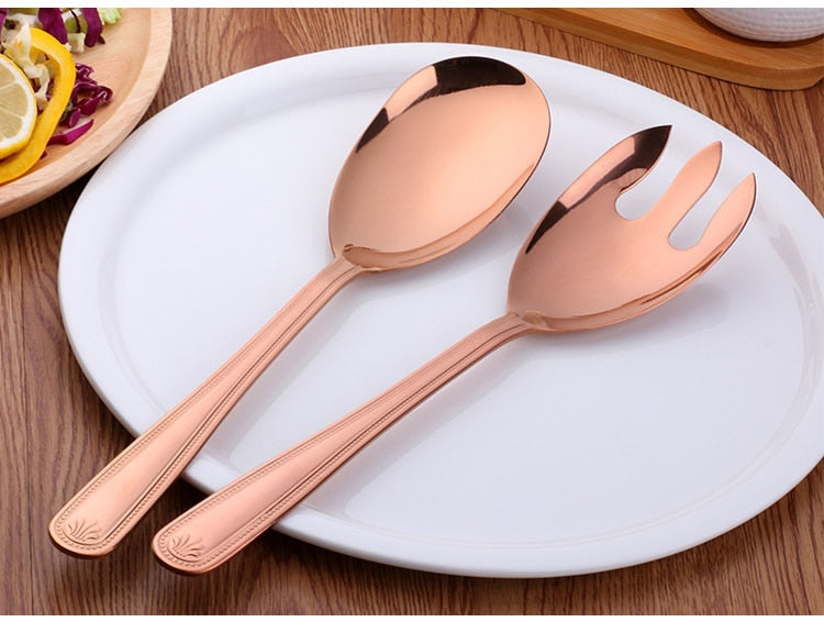 Stainless Steel Big Salad Spoon Fork Set