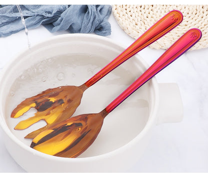 Stainless Steel Big Salad Spoon Fork Set