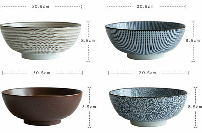 Stripe Design Ceramic Ramen Bowl