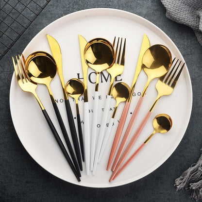 30pcs  Stainless Steel Dinnerware Set