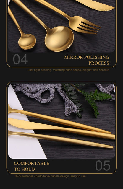 Stainless Steel Gold Cutlery Set