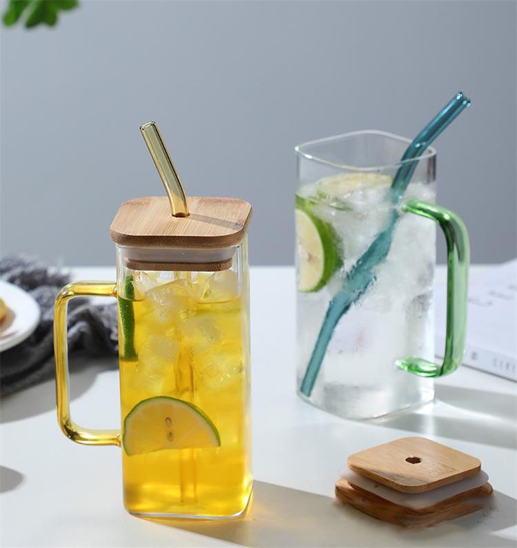 400ML Square Mug With Lid and Straw