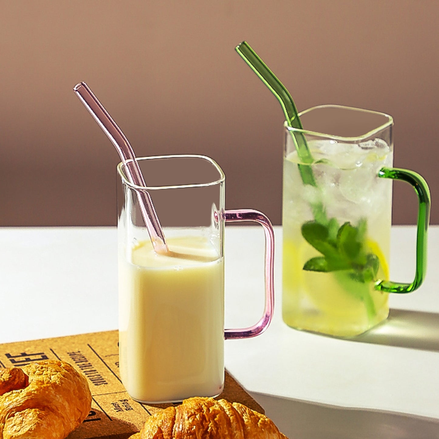 400ML Square Mug With Lid and Straw