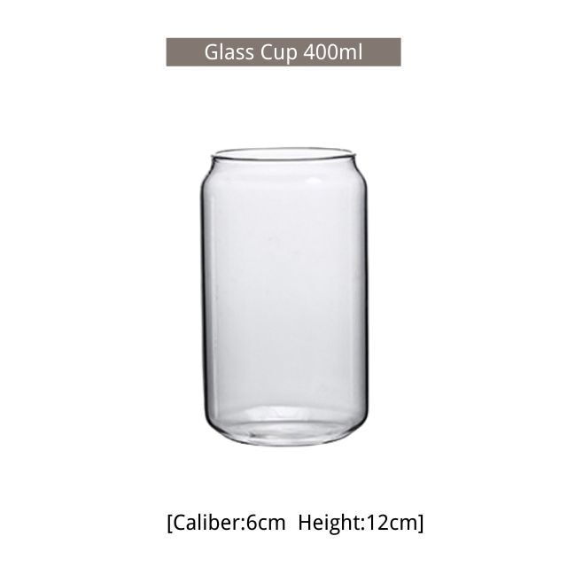 13/18oz Transparent Glass Cup With Lid and Straw